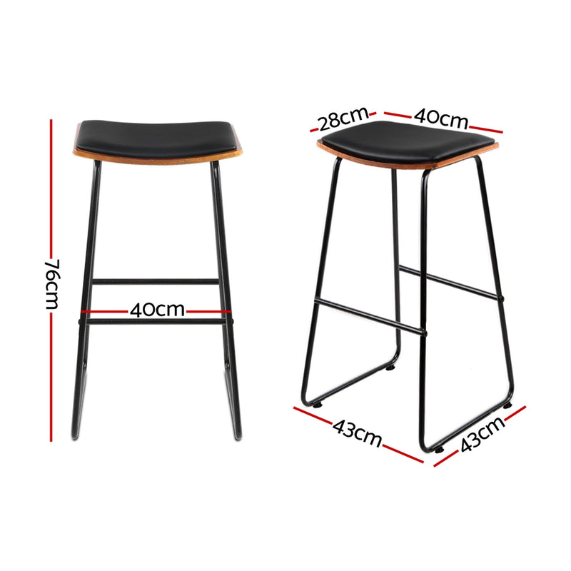 Artiss 4x Bar Stools Leather Padded Metal