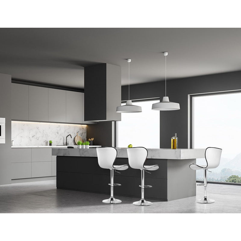 Artiss 4x Bar Stools Gas Lift Leather Seat White