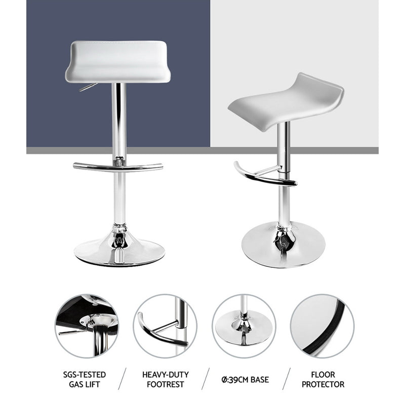 Artiss 4x Bar Stools Adjustable Gas Lift Chairs White