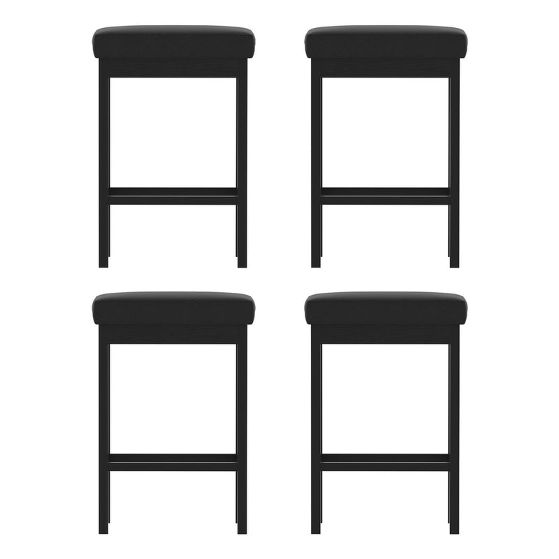 A Set of 4 Artiss Metal Bar Stools PU Seat Dining Counter Chairs