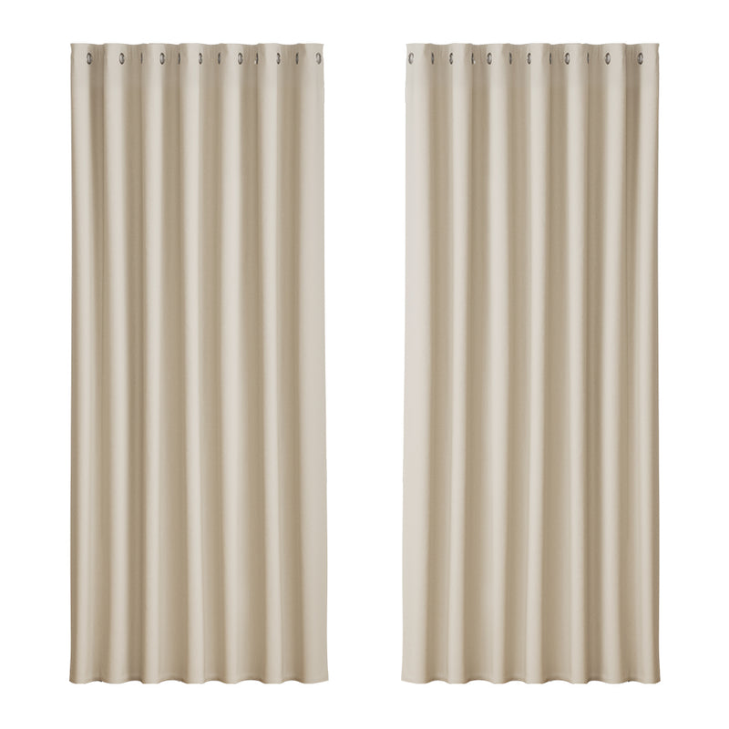 Artiss 2X Blockout Curtains Eyelet 240x230cm Beige