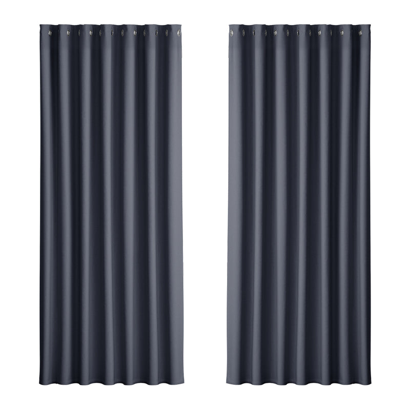 Artiss 2X Blockout Curtains Eyelet 240x230cm Charcoal