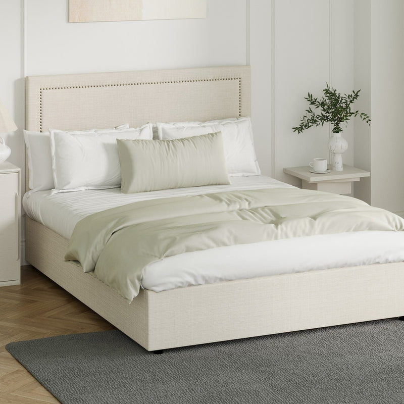 Oikiture Bed Frame Double Size Gas Lift Base Storage ADI