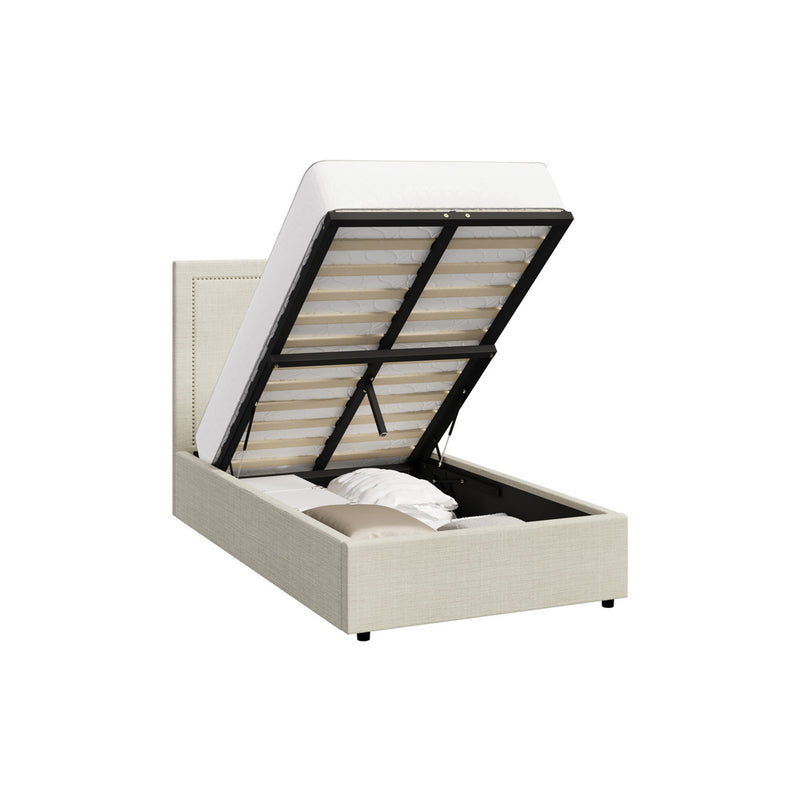 Oikiture Bed Frame King Single Gas Lift Base Storage ADI
