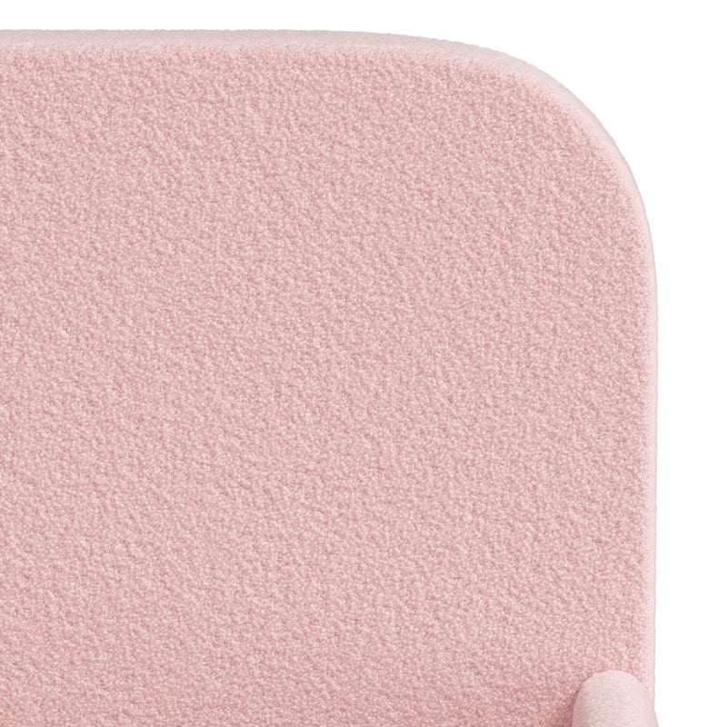Oikiture Kids Bed Frame Double Size Base with Side Rails Boucle Pink