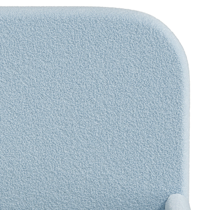 Oikiture Kids Single Bed Frame with Guard Rails Boucle Blue