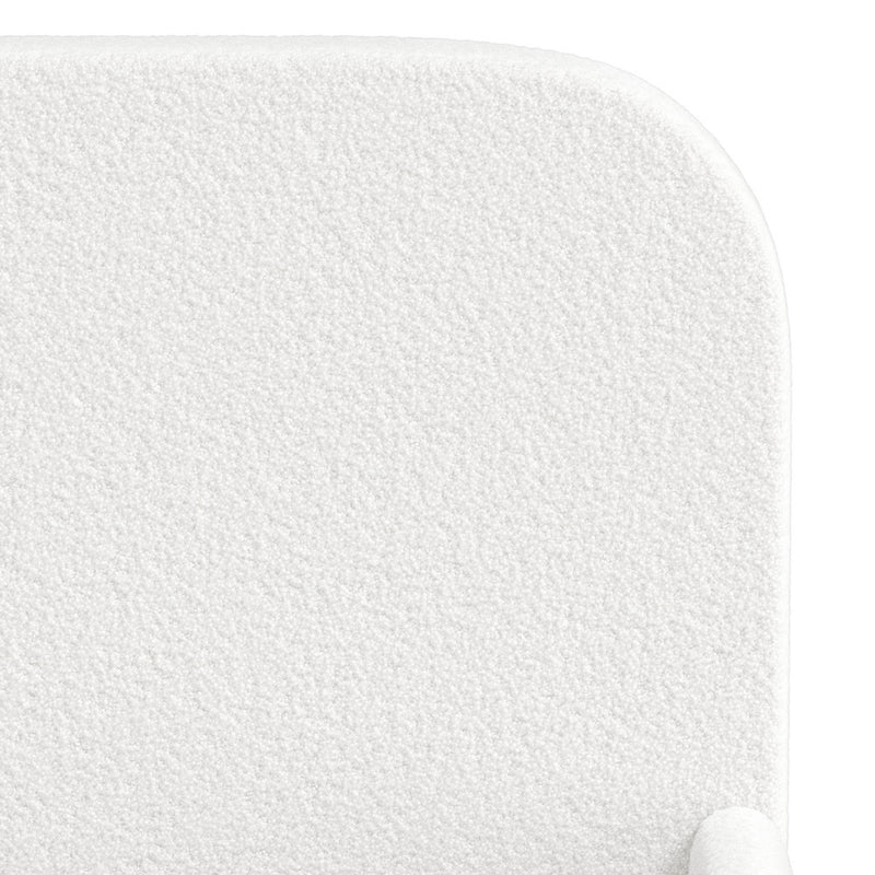 Oikiture Kids Bed Frame Single Size Base with Side Rails Boucle White
