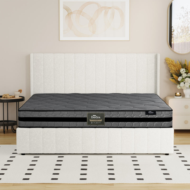Oikiture Bed Frame with Mattress Set King Size Gas Lift Boucle BILY