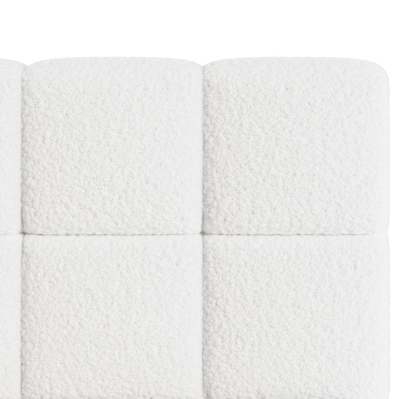 Oikiture Bed Frame King Single Size Tufted Headboard White Boucle