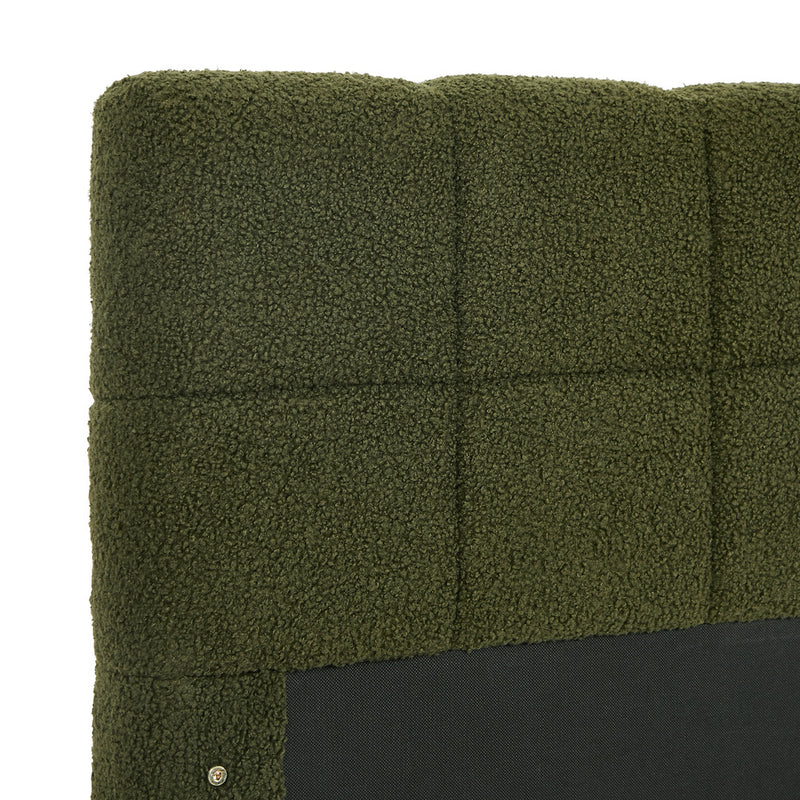 Oikiture Bed Frame Queen Size Tufted Headboard Green Boucle