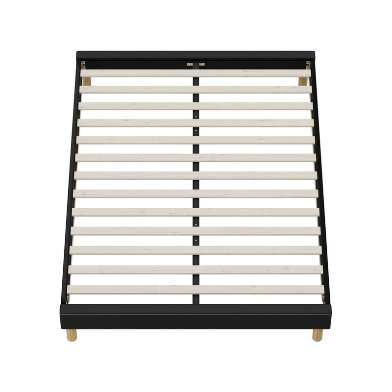 Oikiture Bed Frame Queen Size Bed Base Black Leather