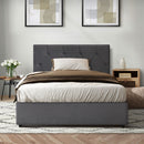 Oikiture Bed Frame King Single Gas Lift Base Storage Fabric Grey