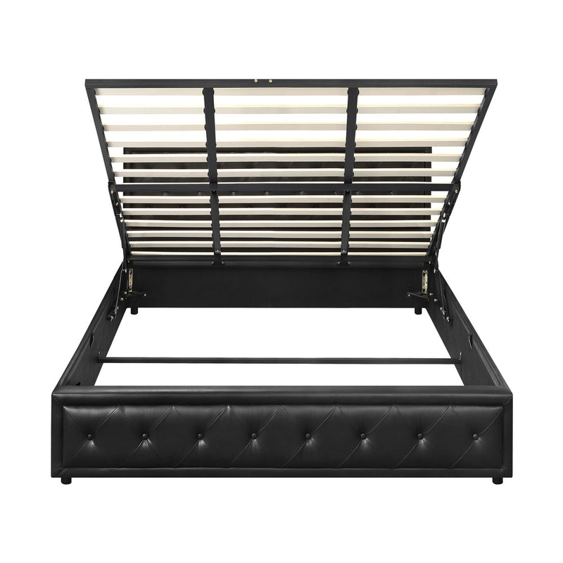 Oikiture King Bed Frame with Storage Space Gas Lift Black