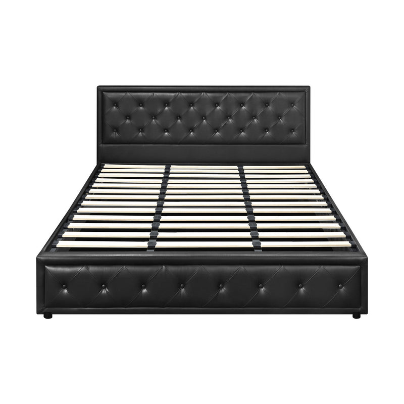 Oikiture King Bed Frame with Storage Space Gas Lift Black