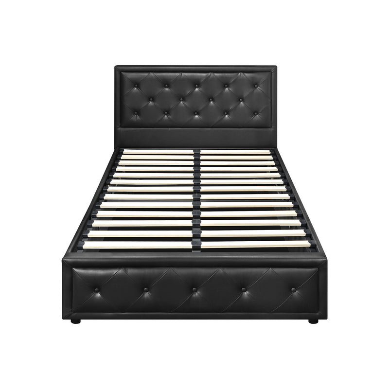 Oikiture King Single Bed Frame with Storage Space Gas Lift Black