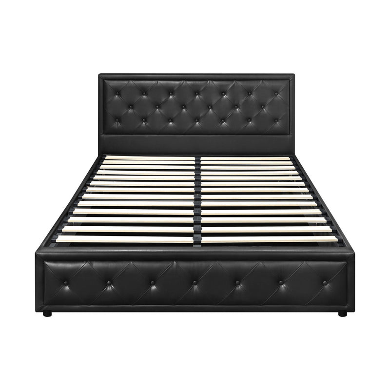 Oikiture Queen Bed Frame with Storage Space Gas Lift Black