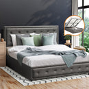 Oikiture Queen Bed Frame with Storage Space Gas Lift Grey