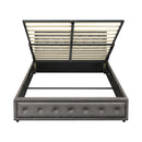 Oikiture Queen Bed Frame with Storage Space Gas Lift Grey