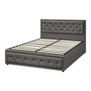 Oikiture Queen Bed Frame with Storage Space Gas Lift Grey