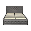 Oikiture Queen Bed Frame with Storage Space Gas Lift Grey