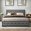 Oikiture Queen Bed Frame with Storage Space Gas Lift Grey