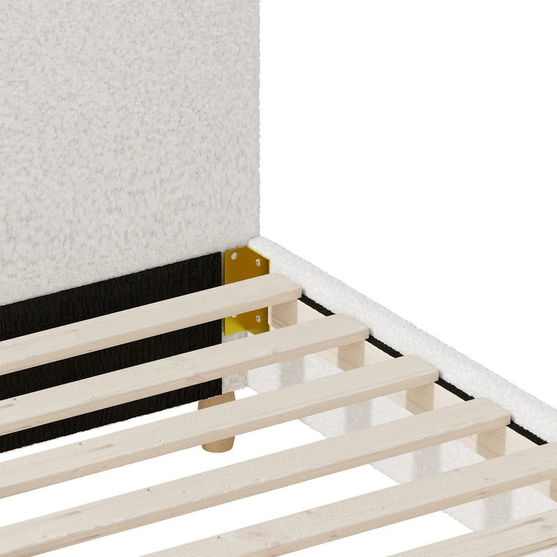 Oikiture Bed Frame Double Size White Boucle Cloud Shape
