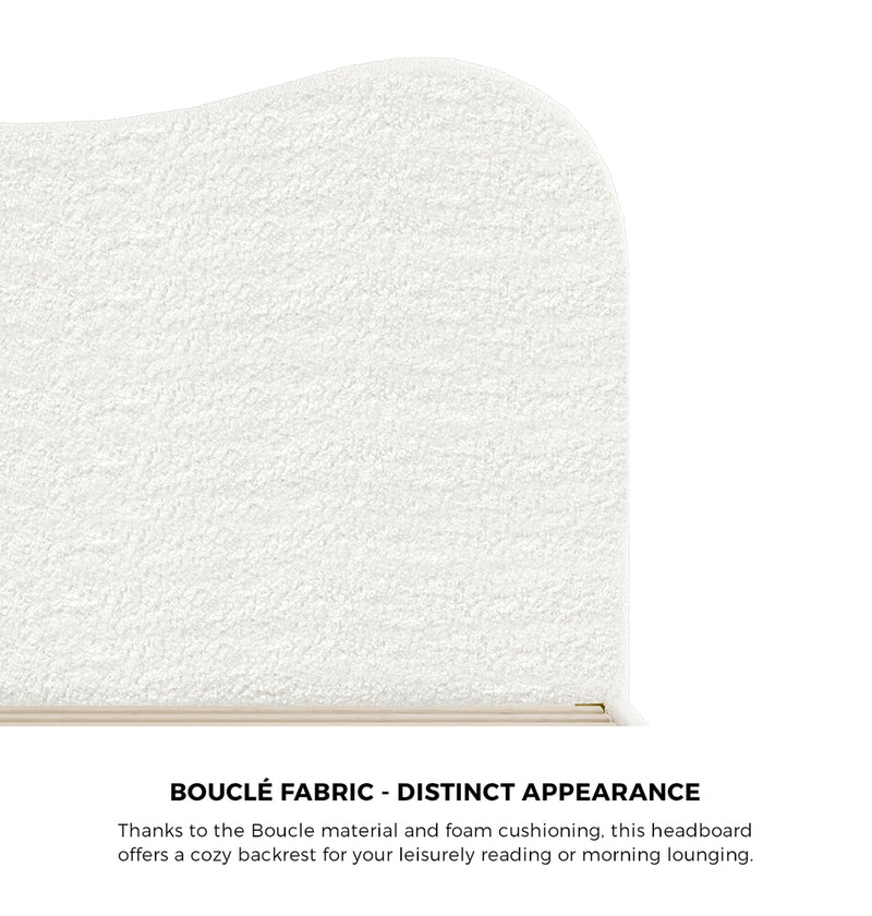 Oikiture Bed Frame Queen Size White Boucle Cloud Shape