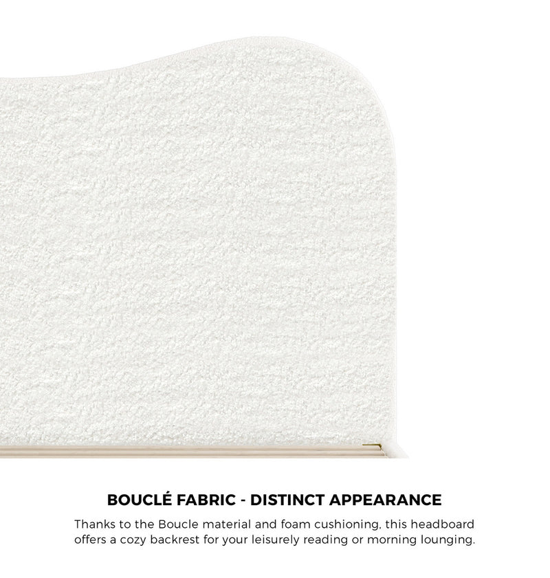 Oikiture Bed Frame Queen Size White Boucle Cloud Shape