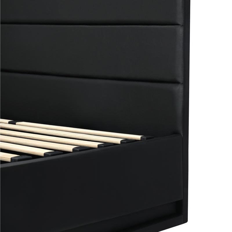 Oikiture Double Bed Frame Gas Lift RBG Storage Space Black