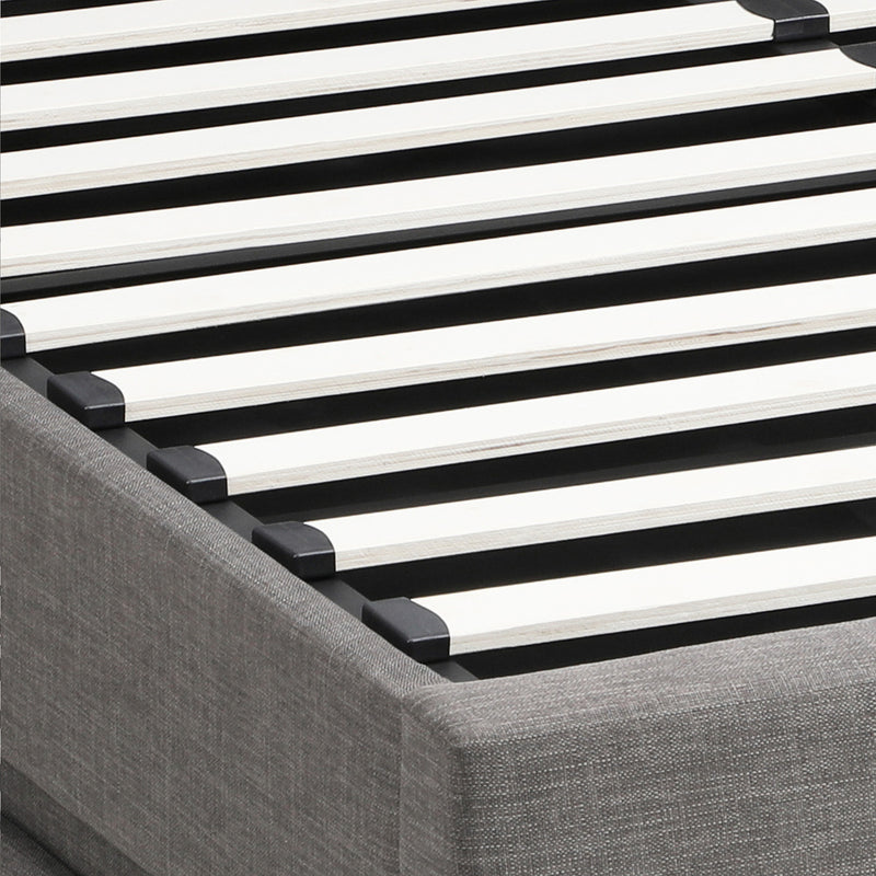 Oikiture Double Bed Frame with Gas Lift LED Storage Space Grey