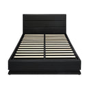 Oikiture Queen Bed Frame Gas Lift RGB Storage Space Black