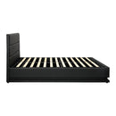 Oikiture Queen Bed Frame Gas Lift RGB Storage Space Black