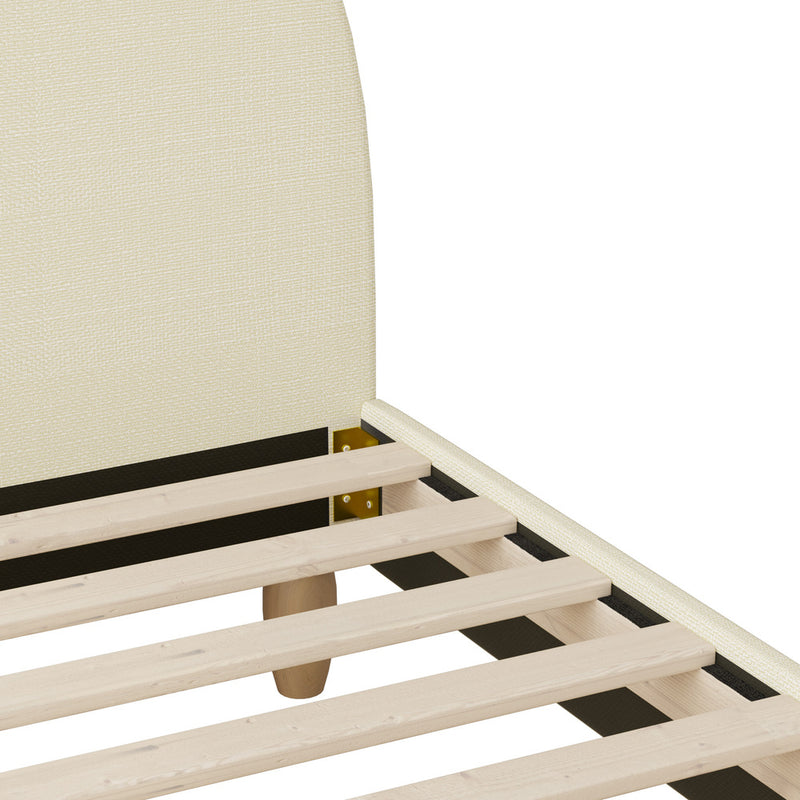 Oikiture Bed Frame King Size Arched Bedhead Beige Fabric