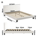 Oikiture Bed Frame Double Size White Boucle
