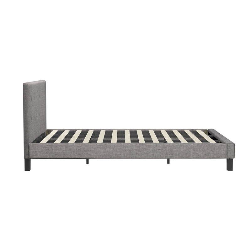 Oikiture Bed Frame King Size Wooden Fabric Grey