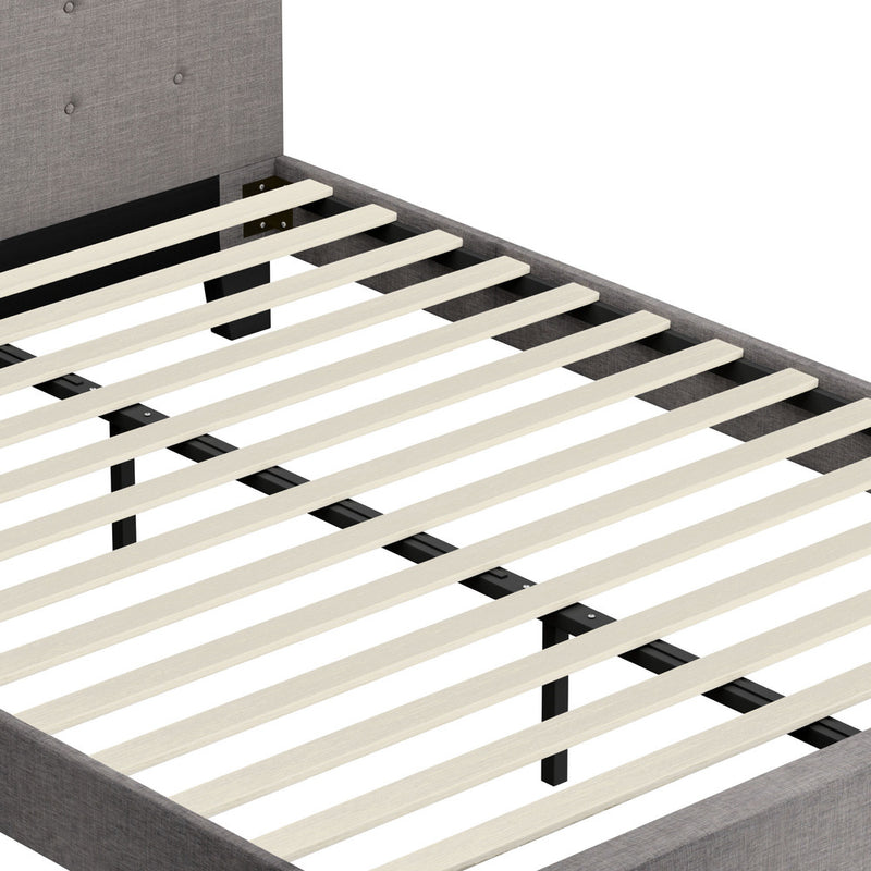 Oikiture Bed Frame Queen Size Wooden Fabric Grey