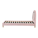 Oikiture Bed Frame Single Size Kids Bed Frame Pink Velvet