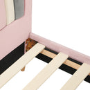 Oikiture Bed Frame Single Size Kids Bed Frame Pink Velvet