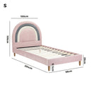 Oikiture Bed Frame Single Size Kids Bed Frame Pink Velvet