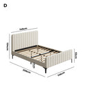 Oikiture Double Size Bed Frame Velvet Fabric Beige
