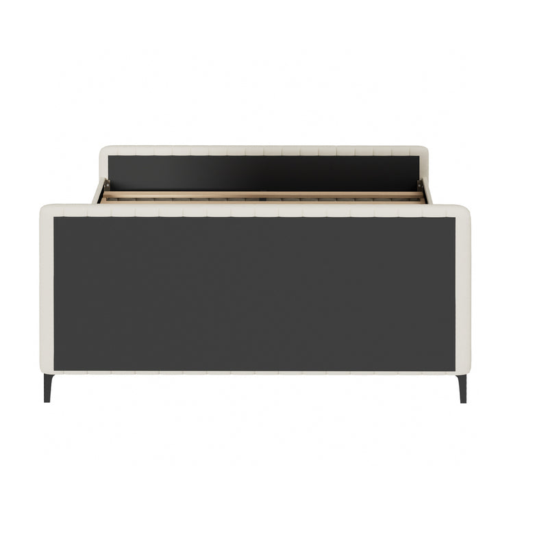 Oikiture King Size Bed Frame Velvet Fabric Beige