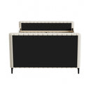 Oikiture Queen Size Bed Frame Velvet Fabric Beige