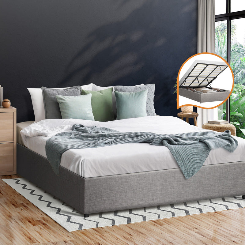 Oikiture Bed Frame King Size Gas Lift Base With Storage