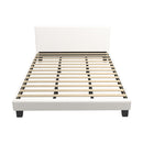 Oikiture King Bed Frame Wooden Slats Boucle Fabric White