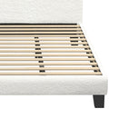 Oikiture King Bed Frame Wooden Slats Boucle Fabric White