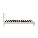 Oikiture King Bed Frame Wooden Slats Boucle Fabric White