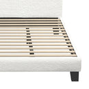Oikiture King Single Bed Frame Wood Slats Boucle White