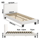 Oikiture King Single Bed Frame Wood Slats Boucle White