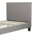 Oikiture Bed Frame Single Size Wooden Slats Grey Fabric