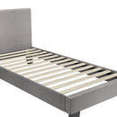 Oikiture Bed Frame Single Size Wooden Slats Grey Fabric